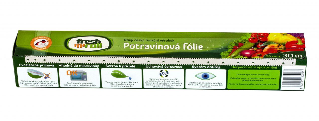 Potravinová fólie Fresh'n'Roll 30 cm/30 m, krabička s pilkou